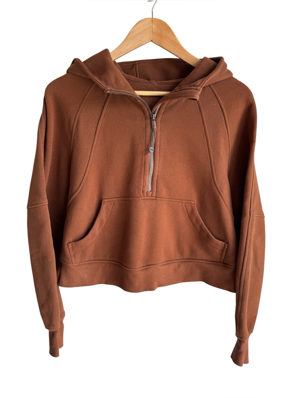 Lululemon Scuba Oversized Half Zip Hoodie Womens XS/S Brown Cropped Sweatshirt